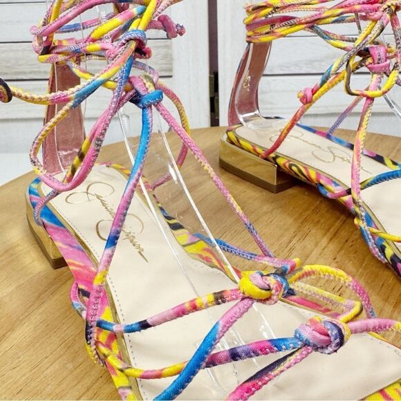 Jessica Simpson Chasca Ankle Tie Lace Up Gladiator Sandals Multicolor 8 - Picture 9 of 12